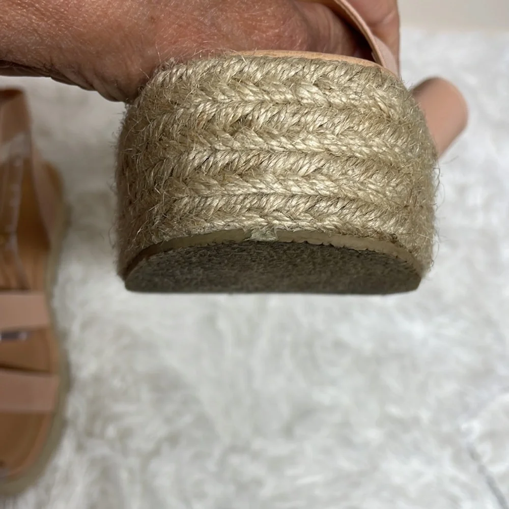 Lulus Wedged Sandals Sz 8.5 Pale Pink with braided Wedge